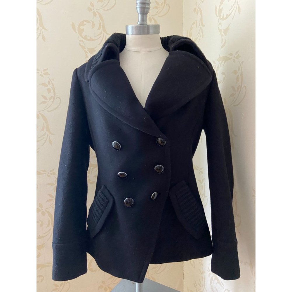 Ladies Size 8 Trina Turk Black Wool Peacoat